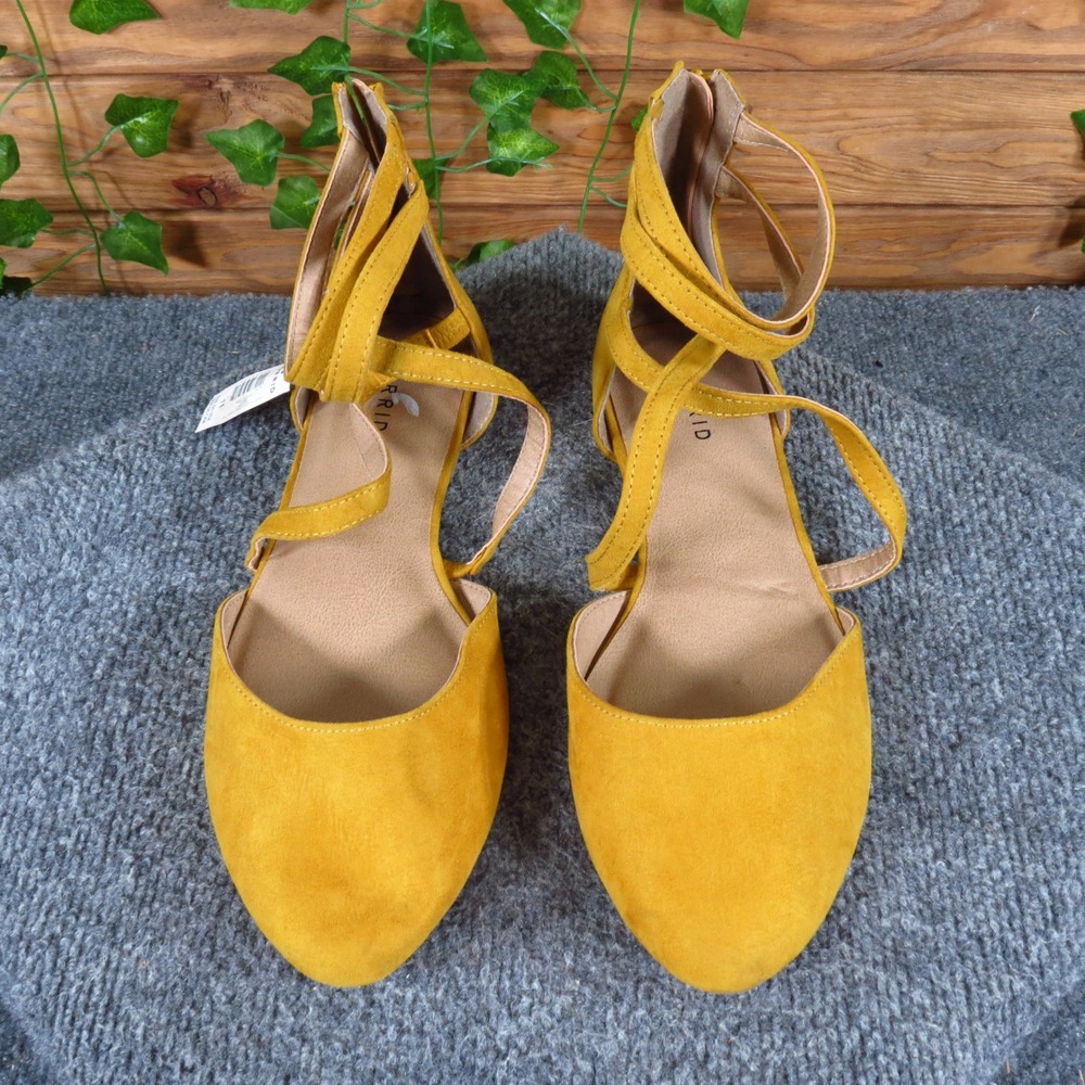 Torrid 12889647 Womens Strappy Round Toe Flat Size 11 Wide Dressy Mustard Yellow - Picture 3 of 8
